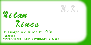 milan kincs business card